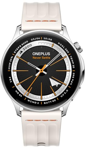 Smartwatch OnePlus 1,46 AMOLED, ECG, GPS dual-band L1+L5, 10 giorni batteria, vetro zaffiro, 100+ modalità sportive, chiamate Bluetooth, Android/iOS, 5ATM/IP68 – Silver Steel, OPWWE262 EU