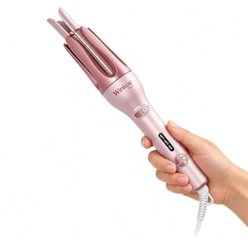 Winkos Automatischer Lockenwickler, 1 Zoll (25 mm) Lockenstab für langes | Keramik-Auto-Lockenstab, 2-Wege-Rotation, Anti-Verheddern, 3 Temperatureinstellungen, Dual-Spannungs-Reiselockenwickler für
