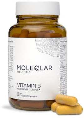 MoleQlar Vitamin B Komplex 60 Kapseln – 8 bioaktive B-Vitamine, hochdosiert, vegan, Made in Germany - laborgeprüft und zertifiziert