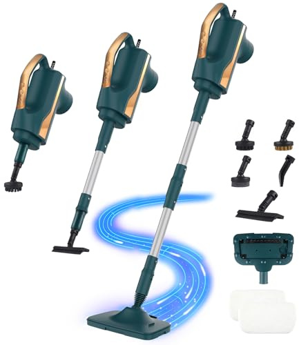 6 in1 Steam Mop Cleaner with 2 Modes,Detachable Handheld Steamer, 300ML Removable Tank,23 FT Power Cable,includes Multi-purpose Accessories,Steam Mops for Floor Cleaning,Windows,Tile Grout.
