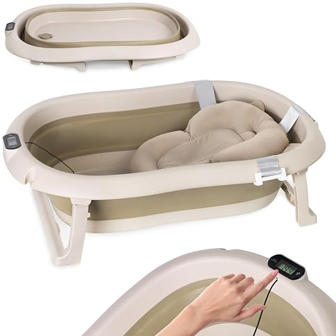 moovkee. Baby Badewanne 80cm - Babybadewanne Faltbar Beige 0-36 Monate