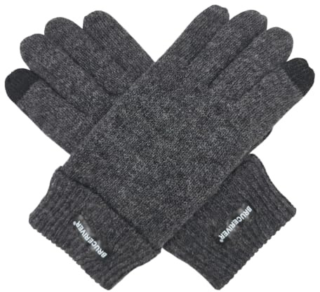 BRUCERIVER Herren Rein Wolle Strickhandschuhe | Warmes Fleecefutter