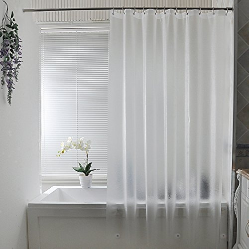 AooHome Rideau de douche extra long en EVA givré 8 g avec 5 aimants en bas, pour cabine de douche, baignoires, semi-transparent 183 x 198 cm