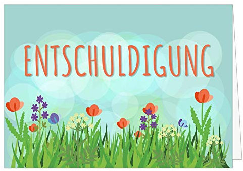 Große XXL (A4) Klappkarte mit Umschlag/Gemalte Wiese modern/Sorry/Entschuldigung/Verzeih mir/Entschuldigen