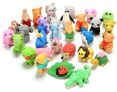 Set von 30 Bleistift Radierer Zoo Animal Kollektion – Kinder-& Valentine 's Day Geschenk Party Favor Künstler Radiergummi – Mehr Spaß, Spielzeug Kids Set