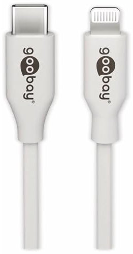 Goobay 39446 Lightningkabel 1m / Apple Lightning auf USB C Ladekabel / High Speed 480 Mbits / Aufladekabel Handyladekabel iPad iPhone AirPods / Weiß / 1m