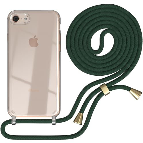 EAZY CASE Handykette kompatibel mit iPhone SE (2022/2020) / iPhone 8/7 Handyhülle mit Umhängeband, Handykordel mit Schutzhülle, Silikonhülle, Hülle mit Band, Stylische Kette für Smartphone, Grün