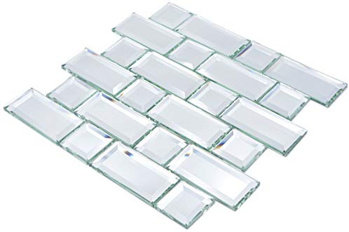 Mosaik Fliese Glasmosaik Kombination Mirror Metro Spiegel Mosaik für WAND KÜCHE Fliesenspiegel Thekenverkleidung Wandverblender