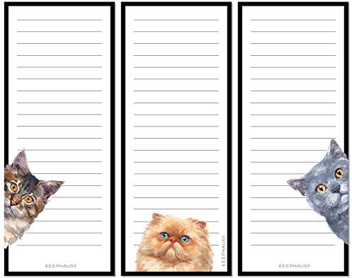 Magnetische To-Do-Listen-Notizblöcke (3er-Pack); Einkaufslisten-Magnetblock für Kühlschrank; magnetischer Papierblock für Erinnerungen, Notizblock und Kratzblock; niedliche Katzen-Designs, 50 Blatt