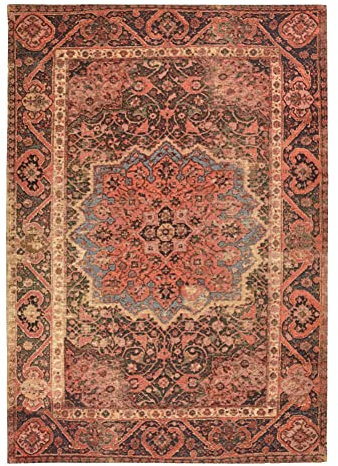 TOM TAILOR Funky Orient | Ghom | Teppich aus 80% Polyester / 20% Baumwolle | maschinell gewebt | Größe: 75 x 140 cm | Farbe: Rot