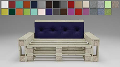Rollmayer Palettenkissen mit Steppung Auflage für Europaletten Indoor und Outdoor Palettenpolster Kollektion Vivid (Dunkel Blau 16, Rückenkissen, 120x40x8cm)