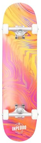 Inpeddo Skateboard Komplettboard Basic Blurred 7.75 Red Orange, 7ply Ahorn, Tremendous Basic Trucks 5.0, HR Wheels 52mm 98A, ABEC 5 Bearings