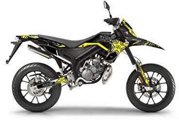 Deko-Set für Motorrad Cross Derbi Senda SM 50 von 2018 bis 2023 Star Gelb