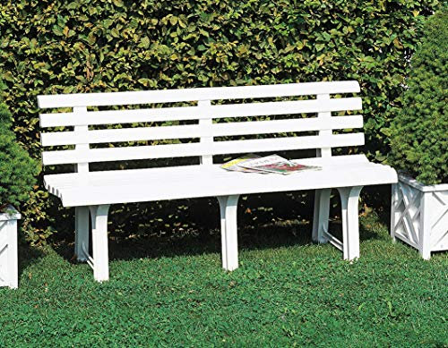Dmora - Außenbank Pomezia, Monoblock-Gartenbank, Außenbank, 100 % Made in Italy, 145 x 49 x 74 cm, Weiß