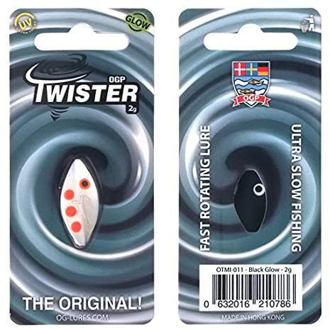 Twister OGP Durchlaufblinker in 2 gr. | selbstleuchtend | Forellenblinker | Farbe: Black White (Glow)