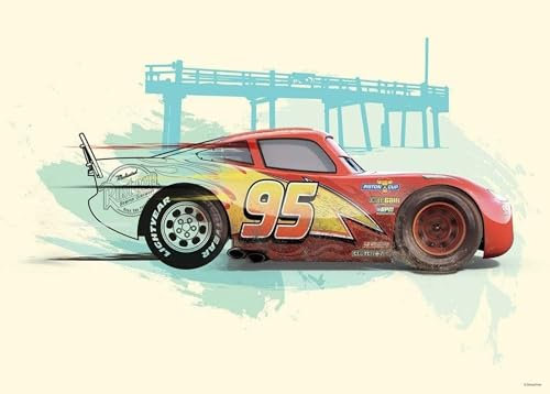 Komar Wandbild von Disney - Cars Lightning McQueen - Größe: 70 x 50 cm (ohne Rahmen) - Dekoration, Kinderzimmer, Poster, Kunstdruck
