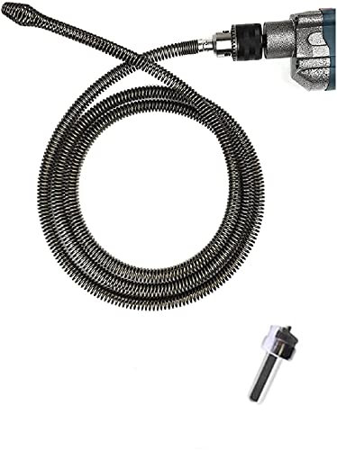 Strumento di Dragaggio di Tubi a Molla, Dispositivo di Rimozione Degli Intasamenti per Lo Scarico del Serpente con Adattatore per Trapano, per Lavello Della Cucina, Bagno, Vasca (2m)