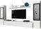 Mirjan24 Wohnwand Doppo II, Schrankwand, griffloses Öffnen, Anbauwand, Fernsehschrank, Mediawand, Wandregal, TV-Lowboard, 2X Hängevitrine (Weiß/Weiß Hochglanz, ohne Beleuchtung)