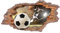 3D Wandtattoo Mauerloch 1 x 0,53 m Wandsticker Wandaufkleber Mauerdurchbruch realistisch selbstklebend Kinderzimmer Schlafzimmer Wohnzimmer Bad W009 (05 Fußball)