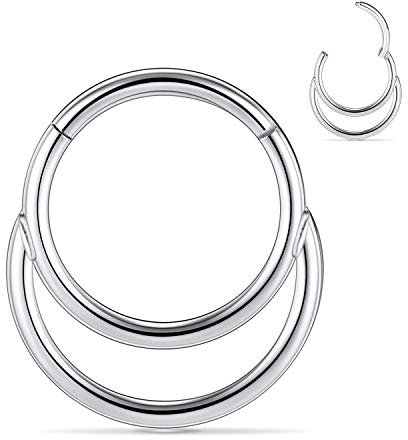 AROWRO 16G Septum Daith Schmuck Septum Daith Helix Conch Piercing Schmuck Septum Nasenring Septum Hoop Septum Piercings Septum Clicker Edelstahl 8mm Knorpel Daith Helix Lobe Ohrringe Silber