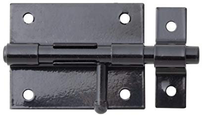 Alberts 137281 Verrou de box | avec poignée ronde et gâche attachée | plastifié, en noir | platine 70 x 57 mm | boulon Ø 9,5 mm | longueur totale 100 mm