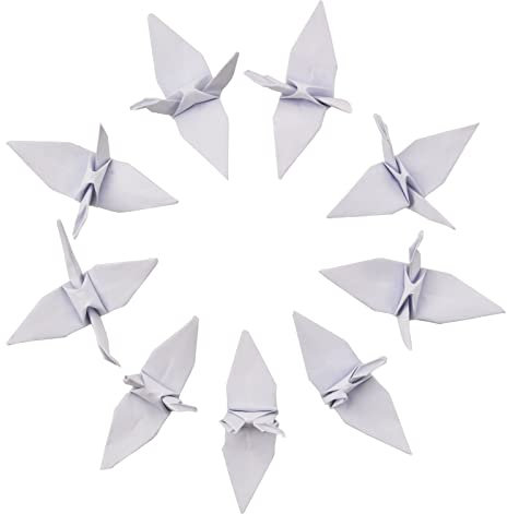 WANDIC Origami-Papierkraniche, handgefertigt, gefaltet, Origami-Papierkraniche, für Hochzeit, Party, Hintergrund, Heimdekoration, Weiß, 15 cm, 100 Stück