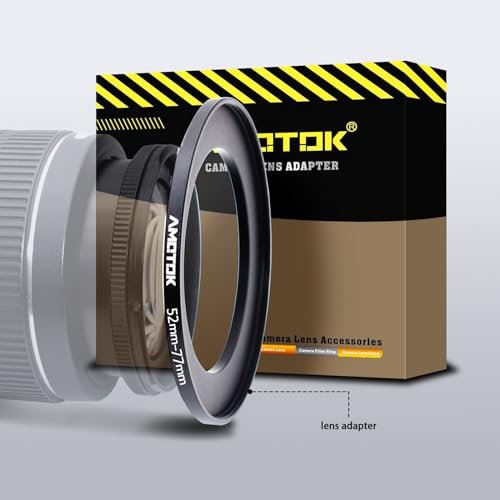 52 mm Objektiv auf 77 mm Kamera-Filterring, kompatibel mit Allen 52 mm Kameraobjektiven auf 77 mm UV-CPL-ND-Filterzubehör und 77 mm Gegenlichtblende (52–77 mm)