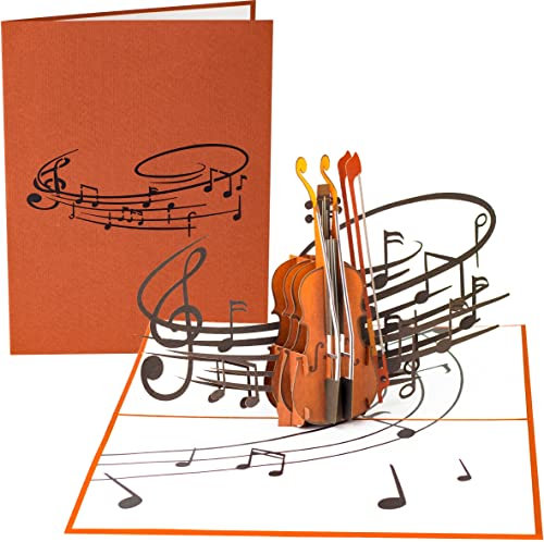 PopLife Violine Musikinstrument 3D Pop Up Karte – Musiker Geburtstag Grußkarte, Ruhestand Party, Vatertag, Lehrer Geschenk vom Schüler, Musikschule Abschluss, Violinistenaufführung, Musikspiel
