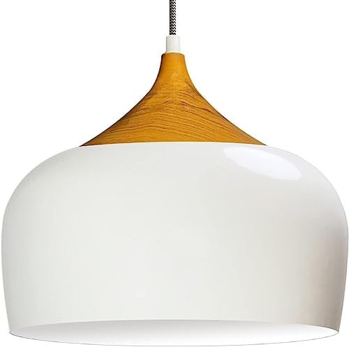 bamyum Kreis Hängelampe Esstisch Vintage Ø30 cm Weiß, Küchenlampe Hangend Vintage, Esstischlampe Hängend E27, Pendelleuchte Vintage, Küchenlampe Hängend, Pendelleuchte Esstisch, Hängelampe Küche Weiß