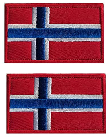 Dos parches bordados en la bandera noruega (Noruega)