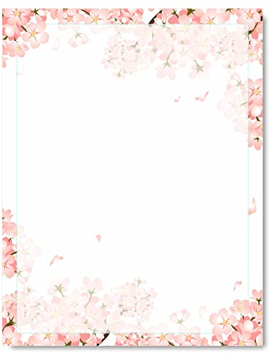 AnyDesign 80 Stück Kirschblüten Schreibwaren Briefpapier rosa Blumenbriefpapier Frühlingsstil Schreibpapier Notizen Grußpapier für Hochzeit Einladung Büro Druckbedarf, 21,6 x 27,9 cm