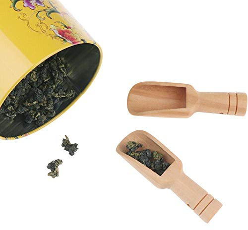 Small Wooden Scoops, Little Wooden Salt Spoons with Holes， Washing Powder Spoon, Natural Wooden Spoon for Candy Honey Spices Sugar Ice Cream and Tea