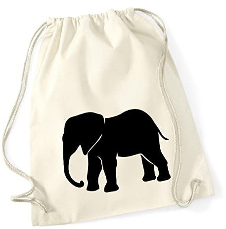 Huuraa Rucksack Elefant Silhouette Geschenk 12 Liter Natural Baumwolle Elefant Accessoire