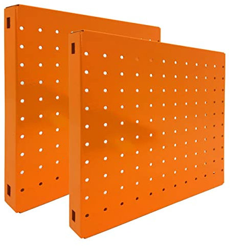 PROREGAL 2x Memoboard aus Stahl gelocht | HxBxT 30x30x3,5cm | Orange | Lochblech Wandtafel Trägersystem Magnettafel Lochblech
