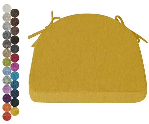 Lsjoaw 1 Stück Stuhlkissen Sitzkissen Stuhl 40X38X38X3 Sitzpolster mit Bindeband Rutschfestes Zierkissen Gartenkissen Halbrund Auflage für Stühle Indoor/Outdoor Sitzauflage,Yellow