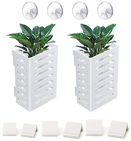 kingsea Aquaponik Lot de 2 supports pour plantes d'aquarium avec crochets et ventouses