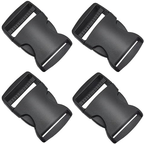 ZELHYEUU 4 Pcs Fibbie a Scatto Doppie, Fibbia a Clip per Zaino, Fibbie di Ricambio in Plastica, Fibbie a Scatto Doppie Dimensione 38 mm, Fibbie Regolabili Laterali in Plastica (Nere)