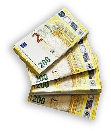 Scratch Cash Micro 200 euros, 25 x 4 clubs - 100 billets pour jouer mesure 3 x 1,6 cm. argent pour poupées