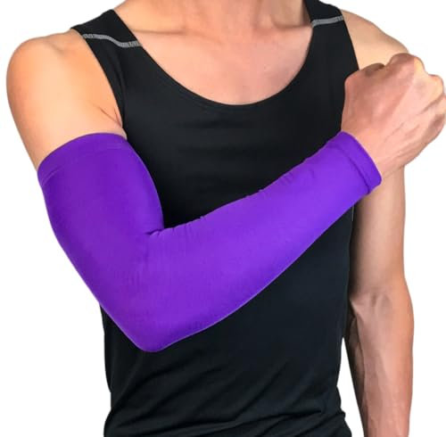 Manicotti per uomo e donna, a compressione, per braccia, protezione solare, maniche unisex, per ciclismo, golf, ciclismo all'aperto, spore, Lilla, m