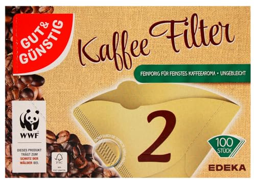 Gut & Günstig Kaffee Filter Größe 2 ungebleicht, 18er Pack (18 x 100 Stück)