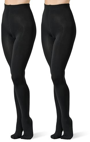 NOLOGO KATIACALZE Collants thermiques pour femme en polaire 300 deniers Alaska – Leggings thermiques pour femme avec pied, 2 pièces, Noir, Taille M-L