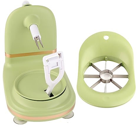 Pelador de Manzanas y Cortador de Frutas Manual Multiusos Acero Inoxidable PP para Cocina Verde Claro