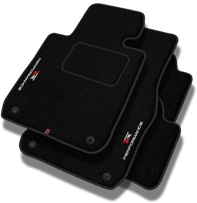 MOTOS PERFORMANCE Personalisierte Velours Fußmatten Auto passend für Audi A1 8X 2010-2018 - Standard, Perforiert, weiß und rot -Präzise CNC-Stickerei, Design-Lochpaspel, Auto Fußmatten - Perfekt für A