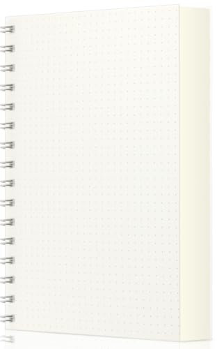 FLEEKOOL Spiral Bullet Dotted Journal 280 Pages, 5.75'' X 8.38'' Thick Spiral Dotted Notebook, 100GSM Dotted Paper, A5 Spiral Dotted Journal for Women Men, School, Office, Transparent-A5 Dotted
