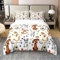 Loussiesd Hundedekorativ 100% Baumwolle Bettwäsche Set, Weich Cartoon Welpe Hund Bettwäsche-Set,Kawaii Pet Hund FootDrucken s Braun Room Bettbezug Set 135x200cm