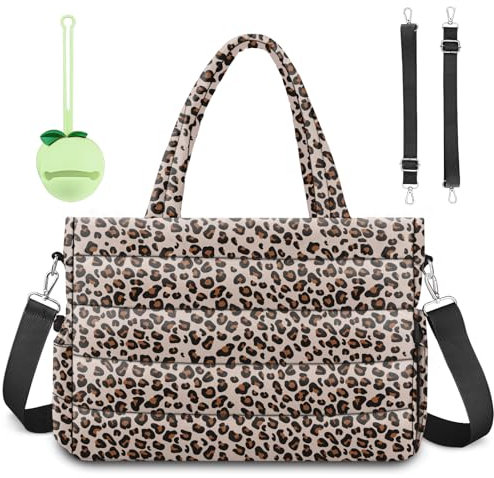 KUBYA Wickeltasche, Baby-Wickeltasche, Umhängetasche, Krankenhaustasche, Reise, große Mama-Tasche, mit Silikon-Schnulleretui, Leopard, Large, modisch