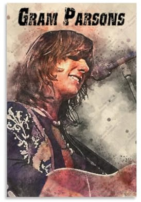 LAIRIBA Poster Gram_Parsons, Ölgemälde-Stil, Leinwand-Poster, Wandkunst, Dekoration, Wohnzimmer, Schlafzimmer, Dekoration, Poster, 50 x 75 cm, ungerahmt, Stil 1