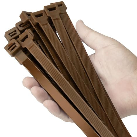 Armpow Bridas marrones de 12 pulgadas, resistentes, 100 unidades, 250 libras, ultra exclusivas, de plástico fuerte, bridas grandes, extralargas, resistentes a los rayos UV para interiores y exteriores