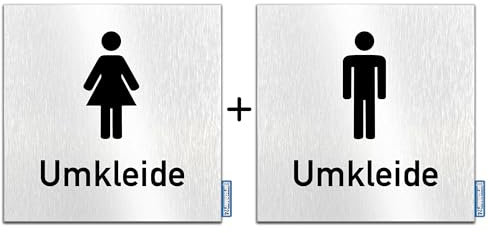 Türschilder24 Plaque de porte en aluminium Dibond - 120 x 120 mm - Vestiaire - 3 mm - 100 % fabriqué en Allemagne (kit de vestiaires)