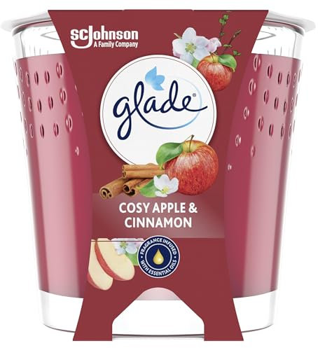 Glade Duft-Kerze im Glas, Cosy Apple & Cinnamon, bis zu 27 Stunden Brenndauer, 6er Pack (6 x 112g)